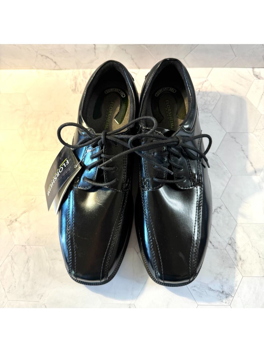 NWT Florsheim Shoes Work ASTM F2413 Steel Toe Slip Resist Black Mens 9D Classic